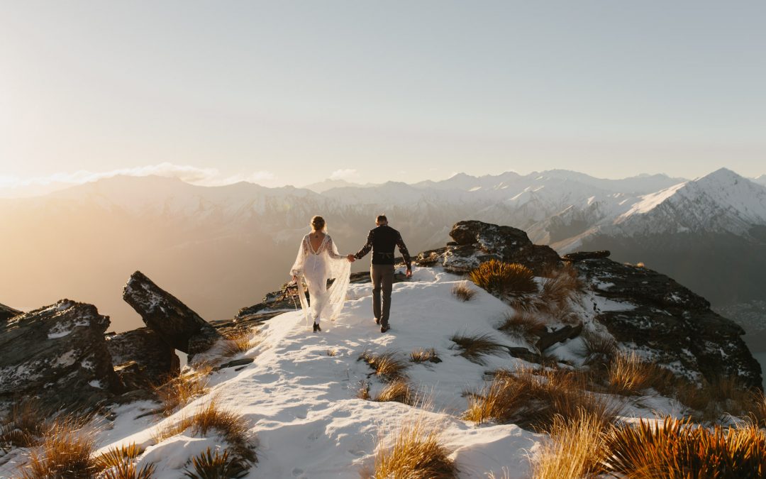 Dreamy Winter Cecil Peak Helicopter Elopement