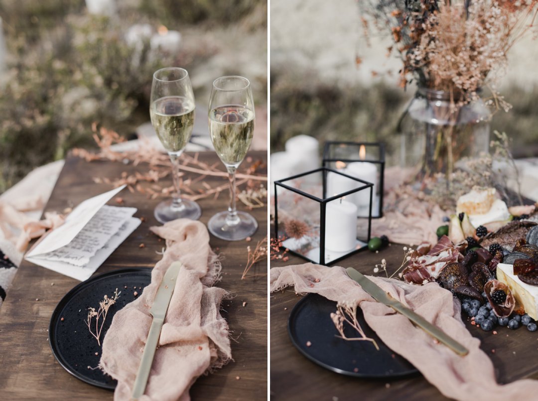 Small wedding grazing platter by Lavish Grazing in mountain Queenstown elopement by The Lovers Elopement Co
